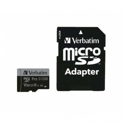CARD 512GB Verbatim MicroHC Pro Class 10 + Adapter retail