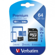 CARD Verbatim Premium - Flashhukommelseskort ( adapter inkluderet) - 64 GB - Class 10 - microSDXC UHS-I