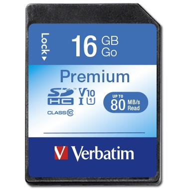 CARD 16GB Verbatim Premium SDHC 80MB/s