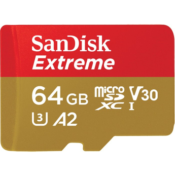 SanDisk Extreme - Flash memory card (microSDXC to SD adapter included) - 64 GB - read 170MB/s, write 80MB/s