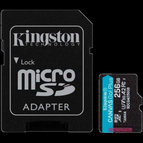 KINGSTON 256GB microSDXC Canvas Go Plus Gen4 200MB/s A2 U3 V30 Card + Adapter A-SDCG4/256GB