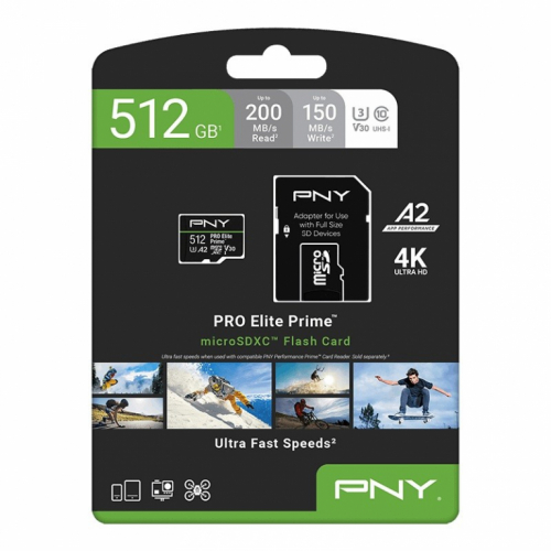 PNY Memory card microSDXC Elite Prime 512GB + adapter SD