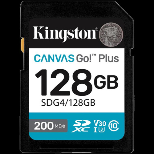 KINGSTON 128GB SDXC Canvas Go Plus Gen4 200MB/s C10 UHS-I U3 V30 A-SDG4/128GB