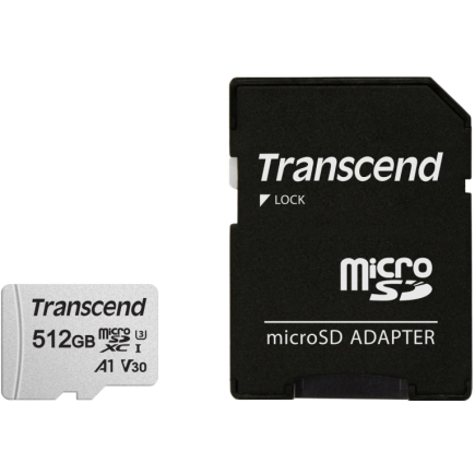 CARD microSD Card 512GB Transcend SDXC USD300S-A w/Adapter