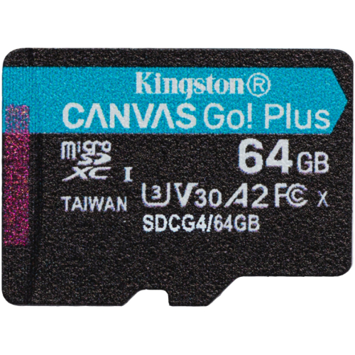 CARD KINGSTON 64GB microXC Canvas Go Plus Gen4 200R A2 U3 Single Pack w/o ADP
