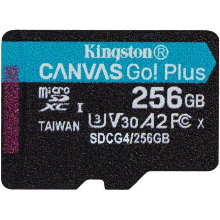 CARD KINGSTON 256GB microXC Canvas Go Plus Gen4 200R A2 U3 Single Pack w/o ADP