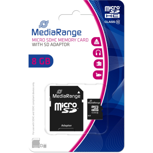 CARD MEDIARANGE 8GB microSDHC - 8 GB - MicroSDHC - Klasse 10 - Schwarz