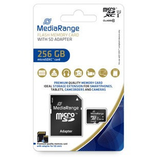 CARD MediaRange MicroSD 256GB UHS-1 Cl.10 inkl. Adapter