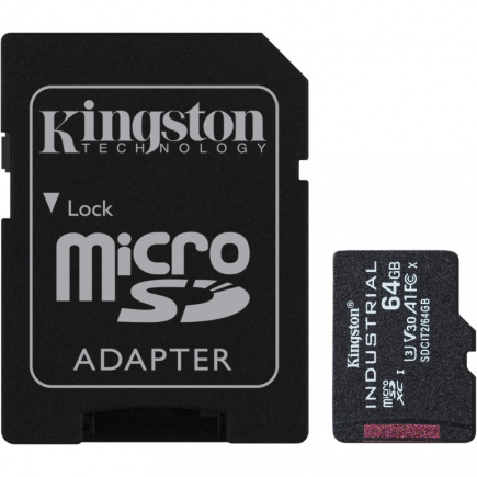 CARD 64GB Kingston Industrial microHC 100MB/s +Adapter