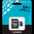 Kingston 64GB microSDXC Canvas Go Plus Gen4 200MB/s A2 U3 V30 Card + Adapter A-SDCG4/64GB