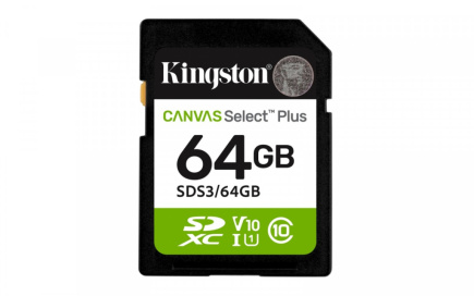 Kingston Memory card SD 64GB Canvas Select Plus Gen3 100MB/s