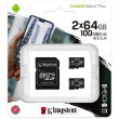 CARD DIG Z MicroXC 64GB Kingston Canvas Select Plus C10 UHS-I 100MB/s inkl. Adapter 2er Pack