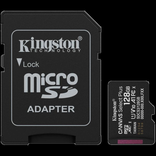 Kingston 128GB microSDXC Canvas Select Plus Gen3 150MB/s A1 Card + Adapter A-SDCS3/128GB