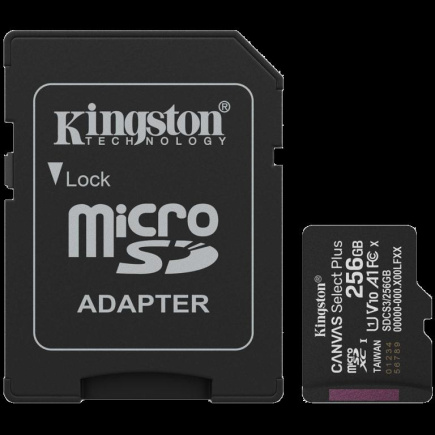 Kingston 256GB microSDXC Canvas Select Plus Gen3 150MB/s A1 Card + Adapter A-SDCS3/256GB