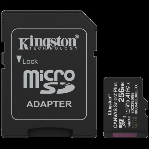 Kingston 256GB microSDXC Canvas Select Plus Gen3 150MB/s A1 Card + Adapter A-SDCS3/256GB