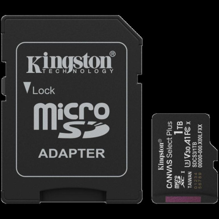 Kingston 1TB microSDXC Canvas Select Plus Gen3 150MB/s A1 Card + Adapter A-SDCS3/1TB