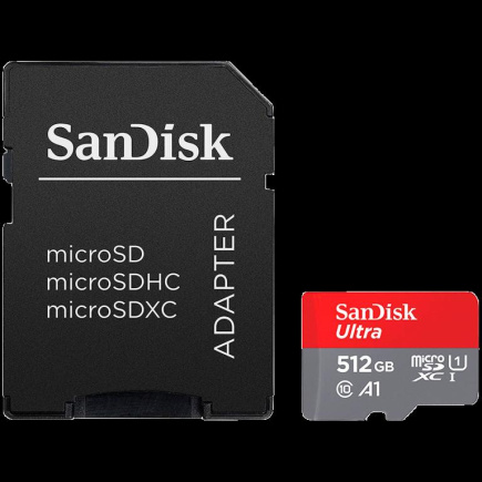 SanDisk Ultra microSDXC 512GB + SD Adapter 150MB/s A1 Class 10 UHS-I