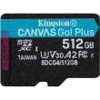 CARD KINGSTON 512GB microXC Canvas Go Plus Gen4 200MB/s A2 U3 V30 Card + Adapter