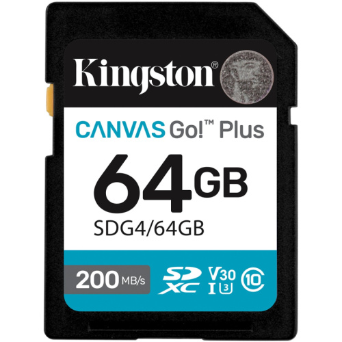 CARD KINGSTON 64GB XC Canvas Go Plus Gen4 200MB/s C10 UHS-I U3 V30