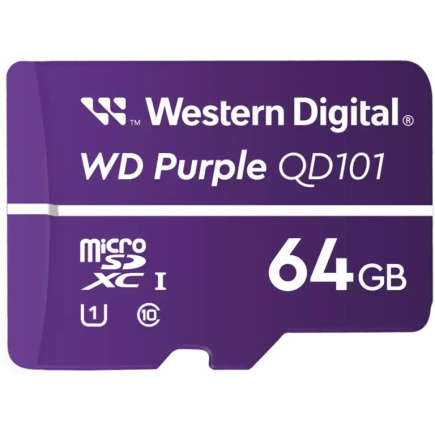 CARD WD Purple 64GB Surveillance microSD XC Class - 10 UHS 1