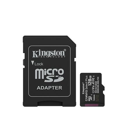 Kingston Canvas Select Plus | 128 GB | microSD | Flash memory class Class 10, UHS-I, U1/U3, video class 10/30, A1
