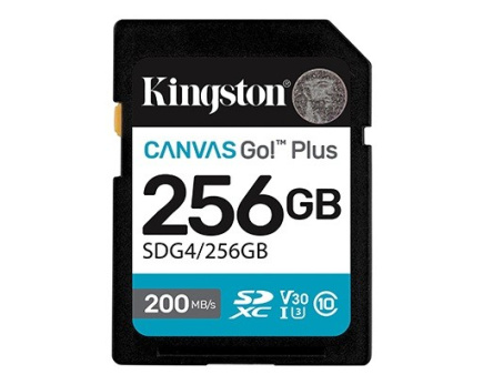 Kingston Memory card SD 256GB Canvas Go Plus 200/160 MB/s C10 U3 V30