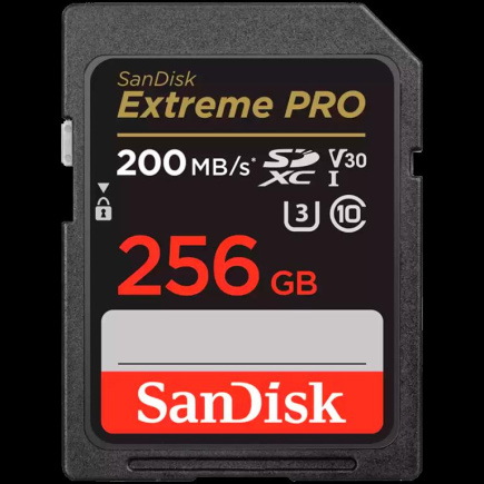 SanDisk Extreme PRO 256GB SDXC Memory Card + 2 years RescuePRO Deluxe up to 200MB/s & 140MB/s Read/Write speeds, UHS-I, Class 10, U3, V30