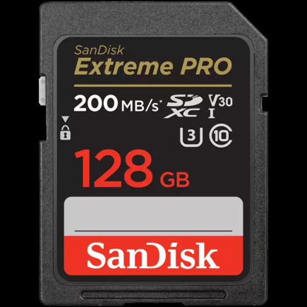 SANDISK Extreme PRO 128GB SDXC Memory Card + 2 years RescuePRO Deluxe up to 200MB/s & 90MB/s Read/Write speeds, UHS-I, Class 10, U3, V30