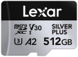 Lexar Memory card microSD 512GB C10 A2 U3 V30 205/150MB/s Silver Plus