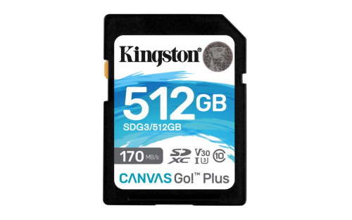 Kingston Technology Canvas Go! Plus 512GB SDXC Canvas Go Plus 170R C10 UHS-I U3 V30