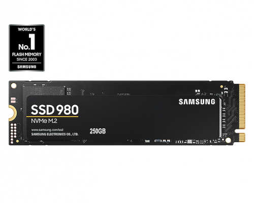  Samsung 980 MZ-V8V250BW SSD 250 GB - M.2 2280 - PCI Express 3.0 x4 (NVMe) - Write 1300 MB/s, Read 2900 MB/s  - SLC cache - 150TBW 5YW