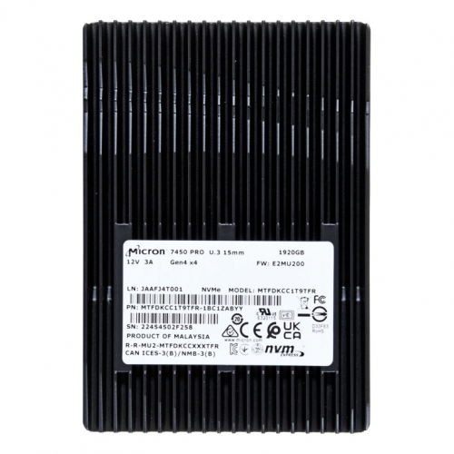 SSD Micron 7450 PRO 1.92TB U.3 (15mm) NVMe PCI 4.0 MTFDKCC1T9TFR-1BC1ZABYYR (DWPD 1)