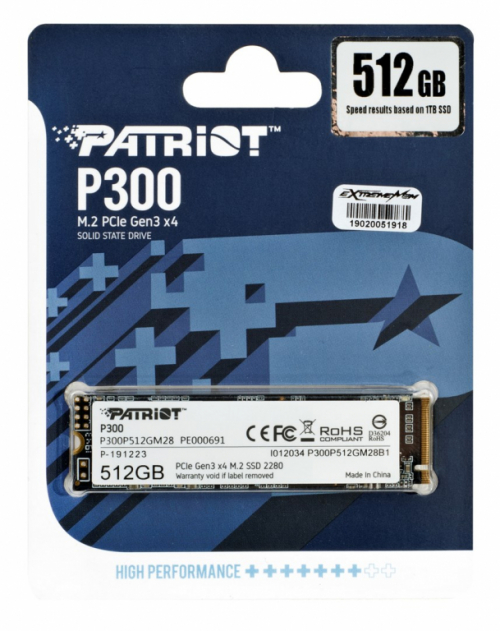 SSD PATRIOT P300 M.2 PCI-EX4 NVME 512GB