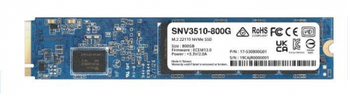SSD|SYNOLOGY|800GB|M.2|PCIE|NVMe|Write speed 1000 MBytes/sec|Read speed 3100 MBytes/sec|TBW 1.022 TB|MTBF 1800000 hours|SNV3510-800G