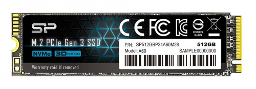 Silicon Power P34A60 M.2 512 GB SSD PCI Express SLC NVMe (SP512GBP34A60M28RR) Bulk