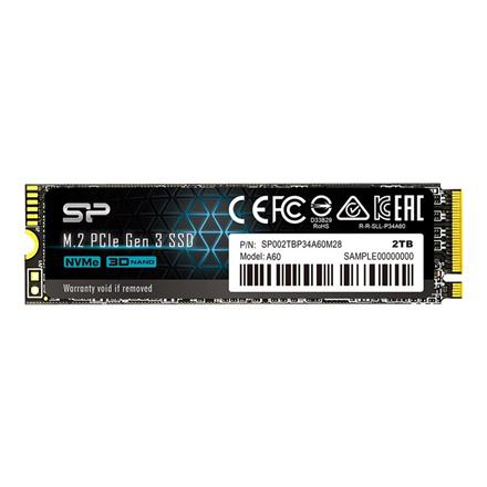 Silicon Power SSD | P34A60 | 2000 GB | Solid-state drive interface PCIe Gen3x4 | Read speed 2200 MB/s | Write speed 1600 MB/s SP002TBP34A60M28