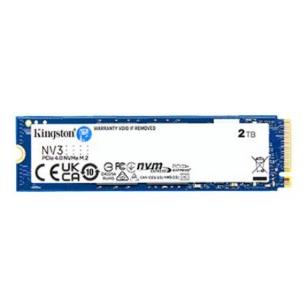 Kingston SSD | NV3 | 2000 GB | SSD form factor M.2 2280 | Solid-state drive interface PCIe NVMe Gen 4.0 (x4) | Read speed 6000 MB/s | Write speed 5000 MB/s SNV3S/2000G