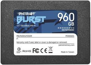 SSD|PATRIOT|Burst Elite|960GB|SATA 3.0|3D NAND|Write speed 320 MBytes/sec|Read speed 450 MBytes/sec|2,5