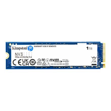 Kingston SSD | NV3 | 1000 GB | SSD form factor M.2 2280 | Solid-state drive interface PCIe NVMe Gen 4.0 (x4) | Read speed 6000 MB/s | Write speed 4000 MB/s SNV3S/1000G