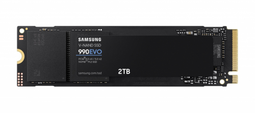 Samsung 990 EVO MZ-V9E2T0BW - SSD - encrypted - 2 TB - internal - M.2 2280 - PCIe® 4.0 x4 / 5.0 x2 NVMe™ 2.0- 256-bit AES - 5000 MBps (read) / 4200 MBps (write)