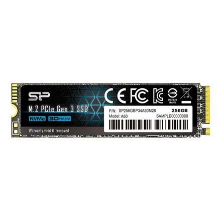 Silicon Power | SSD | P34A60 | 256 GB | Solid-state drive interface PCIe Gen3x4 | Read speed 2200 MB/s | Write speed 1600 MB/s SP256GBP34A60M28