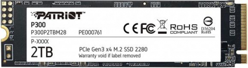 SSD|PATRIOT|P300|2TB|M.2|PCIE|NVMe|QLC|Write speed 1650 MBytes/sec|Read speed 2100 MBytes/sec|3.8mm|TBW 960 TB|P300P2TBM28