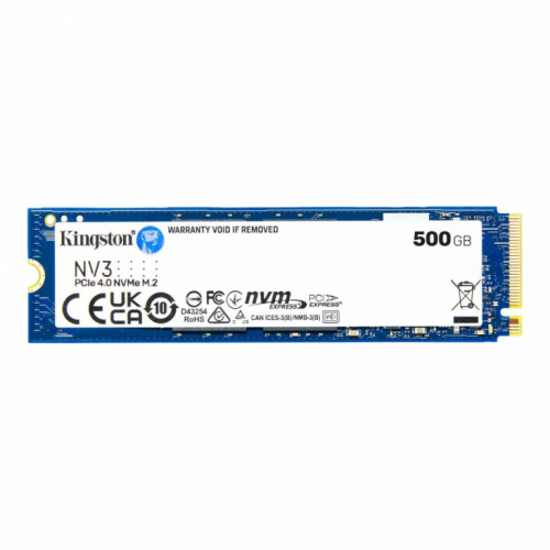 Kingston SSD NV3 500GB M.2 2280 PCI-e 4.0 NVMe 6000/2200 TBW 160 TB|MTBF 200000 hours| 3YW