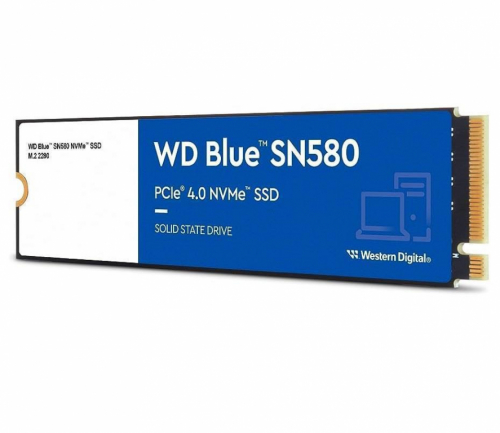  WD Blue SN580 - SSD - 500 GB - internal - M.2 2280 - PCIe 4.0 x4 (NVMe) - Write speed 3600 MBytes/sec - Read speed 4000 MBytes/sec - 300TBW 5YW