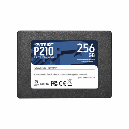 SSD|PATRIOT|P210|256GB|SATA 3.0|Write speed 400 MBytes/sec|Read speed 500 MBytes/sec|2,5