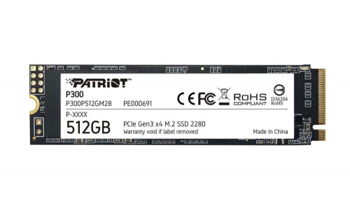 SSD|PATRIOT|P300|512GB|M.2|PCIE|NVMe|3D NAND|Write speed 1200 MBytes/sec|Read speed 1700 MBytes/sec|3.8mm|TBW 240 TB|P300P512GM28