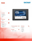 Patriot SSD 512GB P220 550/500 MB/s SATA 3 2.5 inches