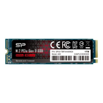 Silicon Power SSD P34A80 1TB, M.2 PCIe Gen3 x4 NVMe, 3200/3000 MB/s | Silicon Power SP001TBP34A80M28