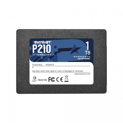 SSD|PATRIOT|P210|1TB|SATA 3.0|Write speed 430 MBytes/sec|Read speed 520 MBytes/sec|2,5