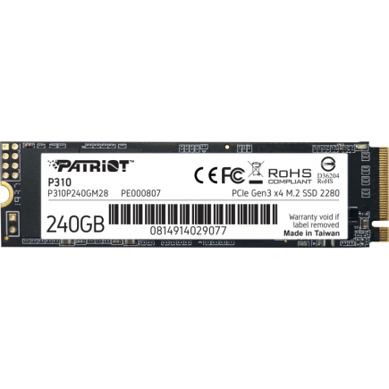 M.2 Patriot P310 240 GB (PCIe 3.0 x4, NVMe 1.3, M.2 2280)